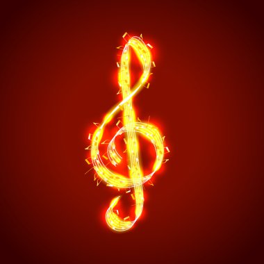 Treble clef of notes, musical vector background clipart