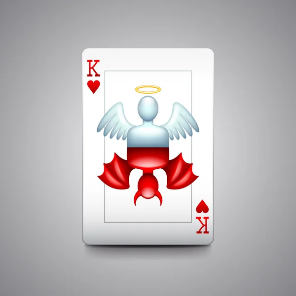 Anjo e diabo jogando cartas ilustração vetorial — Vetor de Stock