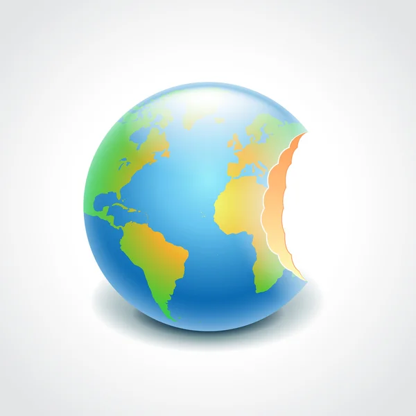 Bitten globe, environment concept vector — Stock Vector