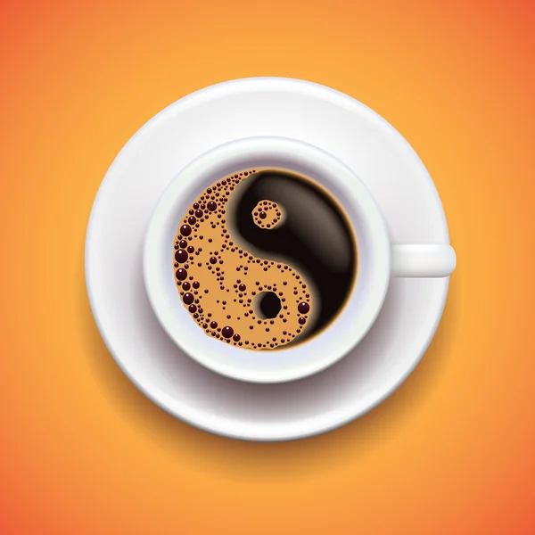 Yin-yang koffie beker, ontspannen concept vector — Stockvector