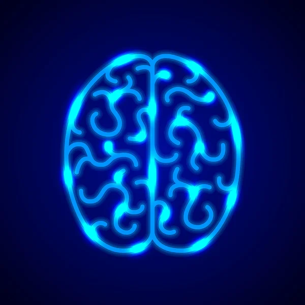 Cerveau des lignes néon bleu fond vectoriel — Image vectorielle