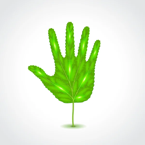 Leaf like human hand palm vector illustration — Stock Vector