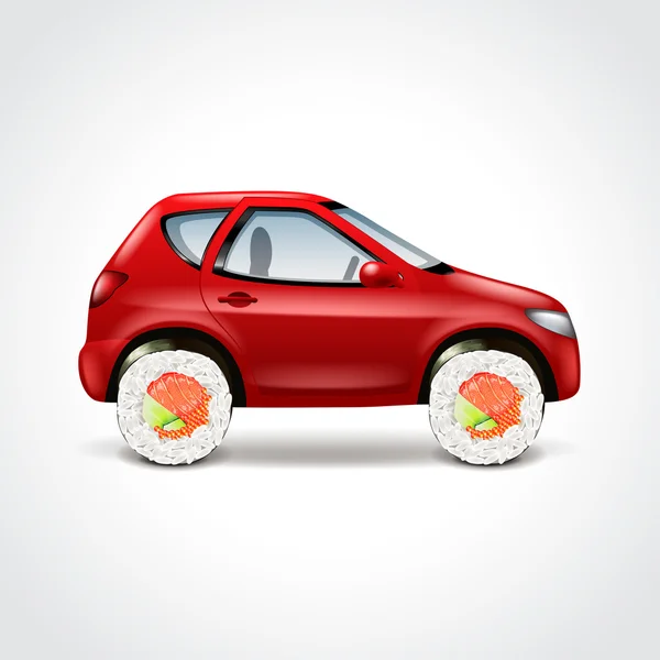 Sushi Lieferwagen Konzept Vektor Illustration — Stockvektor