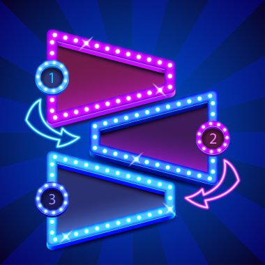 bir iki üç adım poster neon ışıkları ile