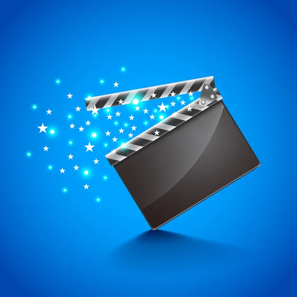 Movie clapper board on blue background vector — Stock Vector