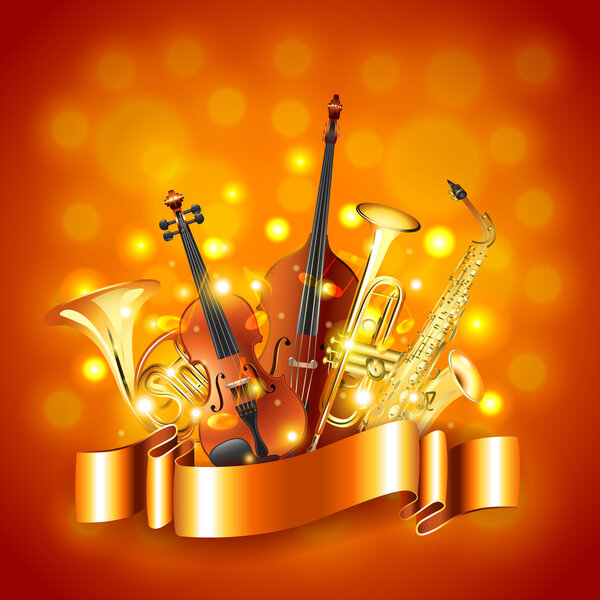 Musical instruments vector background