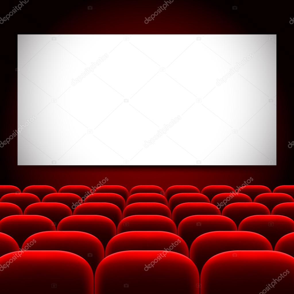 Cinema screen and red seats vector background