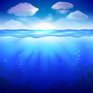 Sky and underwater background vector