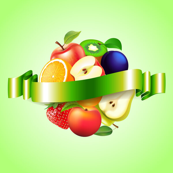 Fruits sphere with label vector background