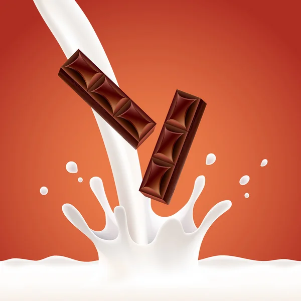 Pouring milk splash with chocolate vector — Stock Vector