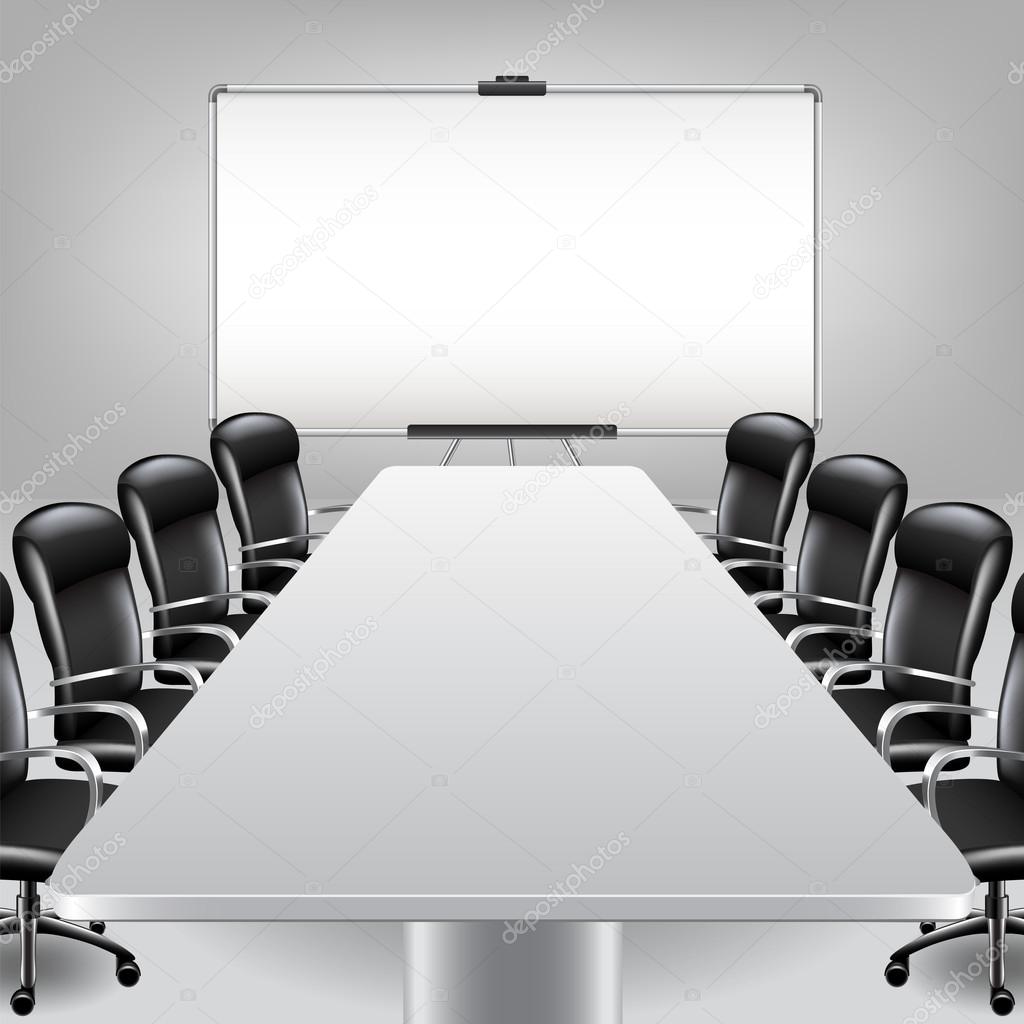 Empty meeting room and presentation board vector 