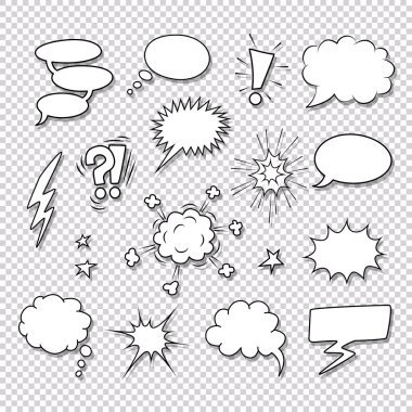 Comic speech bubbles and elements vector set clipart