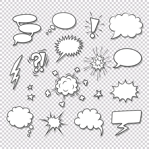 Comic speech bubbles and elements vector set — Stock Vector