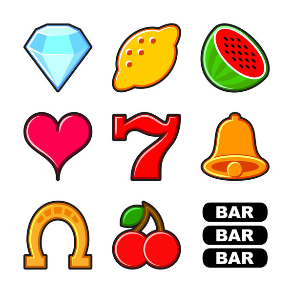 Slot machine icons set