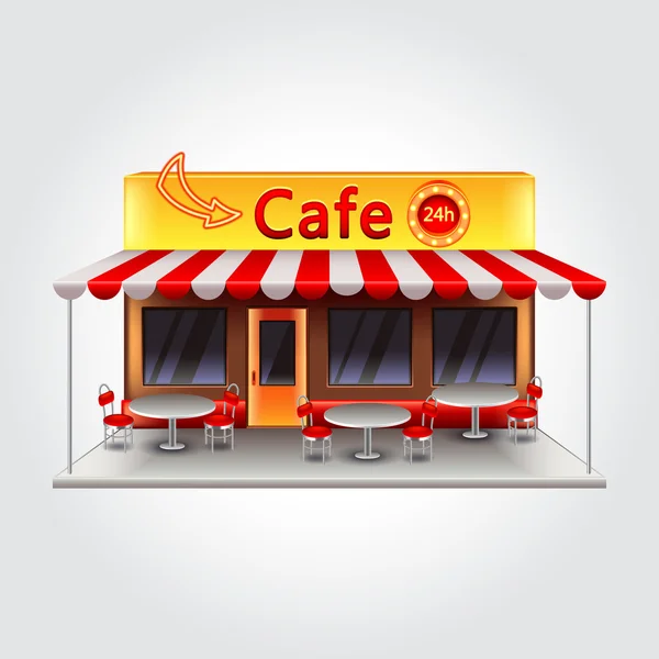 Cafe budynku na białym tle wektorowych ilustracji — Wektor stockowy