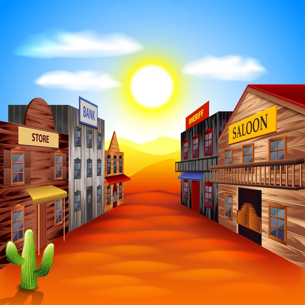 Wild West cidade vetor fundo — Vetor de Stock