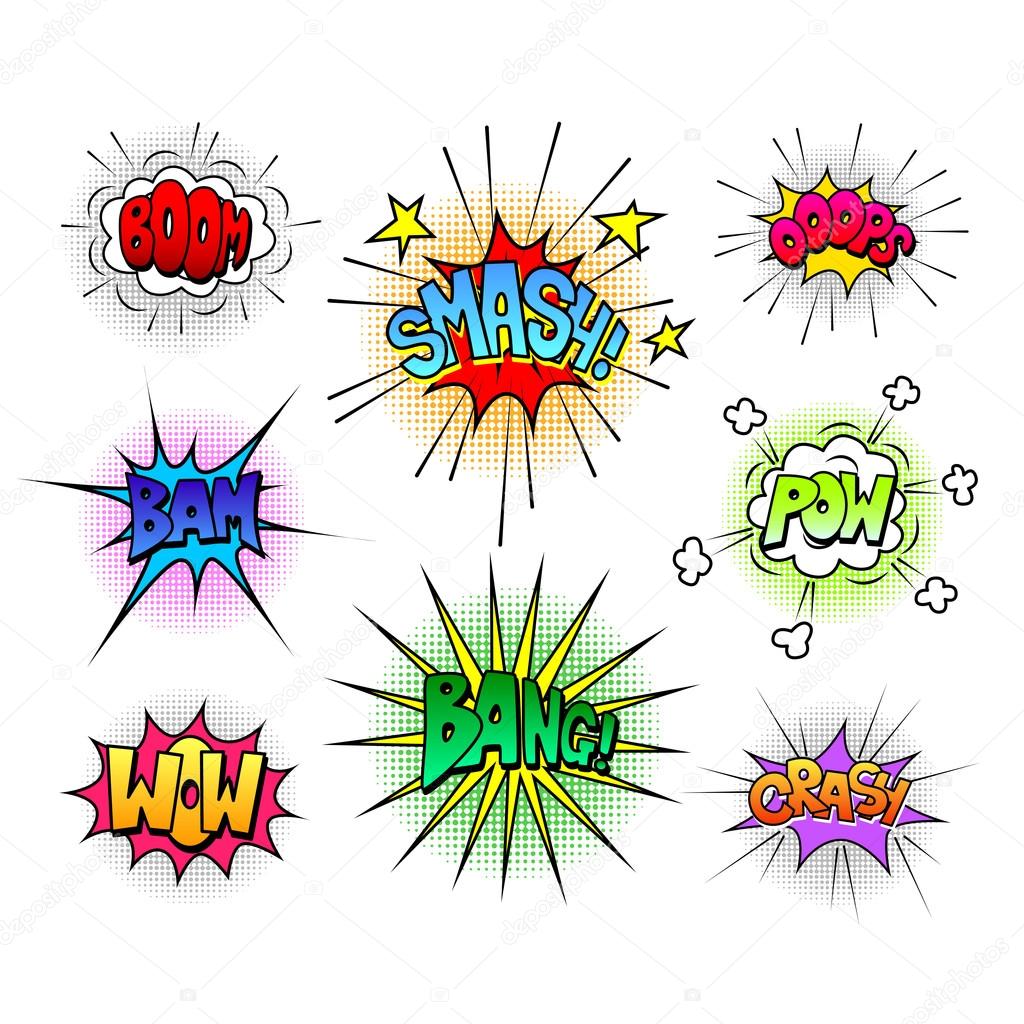 Comic speech bubbles and sound effects vector set
