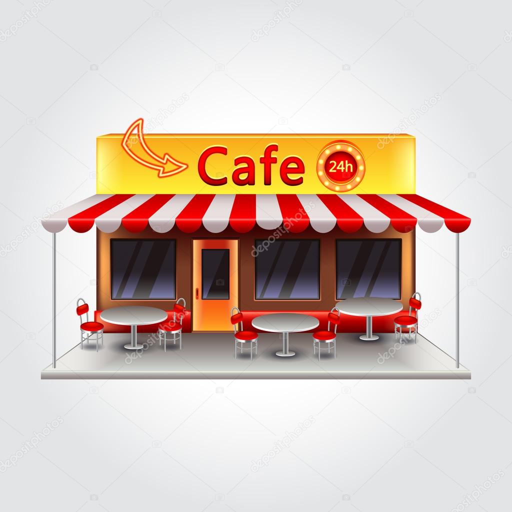 Cafe building isolated vector illustration