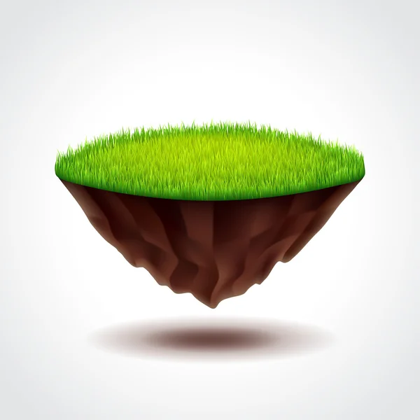 Floating island with green grass vector — Stock Vector