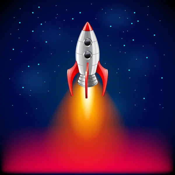 Lancement de fusée en arrière-plan vectoriel spatial — Image vectorielle