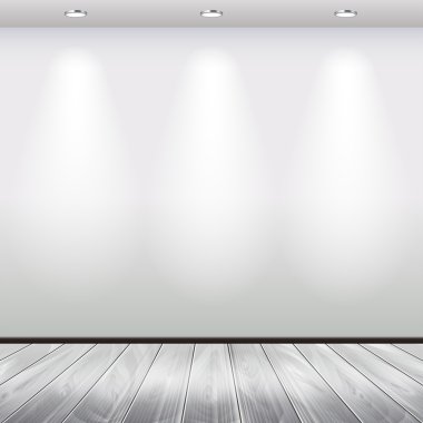 Beyaz duvar ve ışıklar vektör ile boş iç