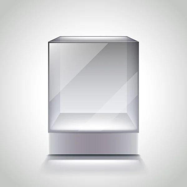 Empty glass cube showcase for exhibition vector — Stock Vector