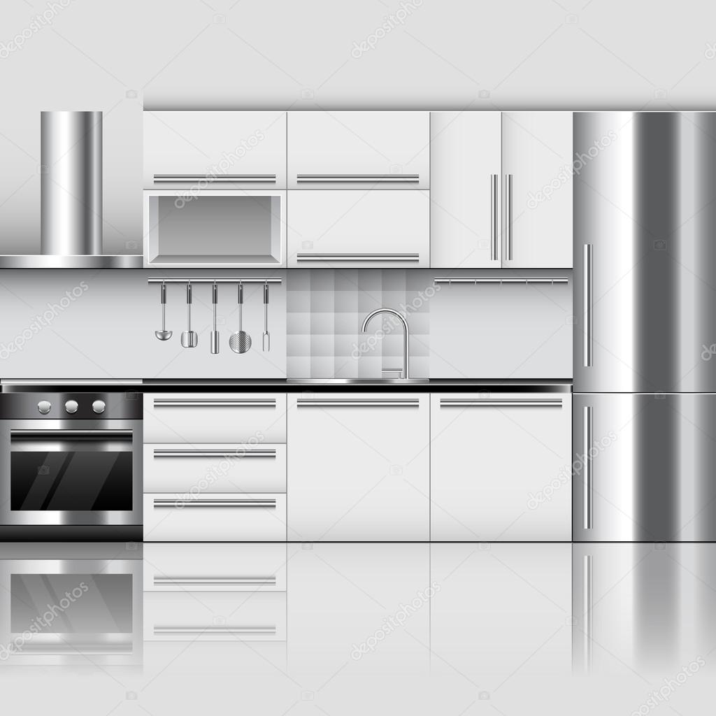 Modern kitchen interior vector background