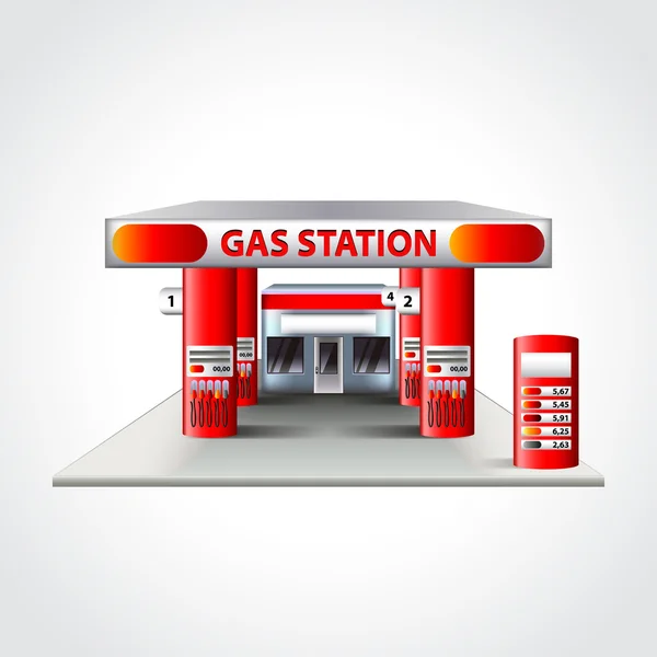 Posto de gasolina construção ilustração vetorial isolado — Vetor de Stock