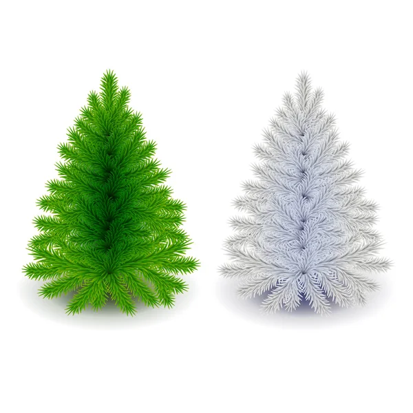Groene en witte kerstboom geïsoleerde vector — Stockvector
