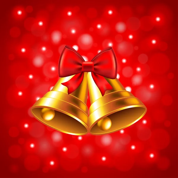 Christmas bells on red background — Stock Vector