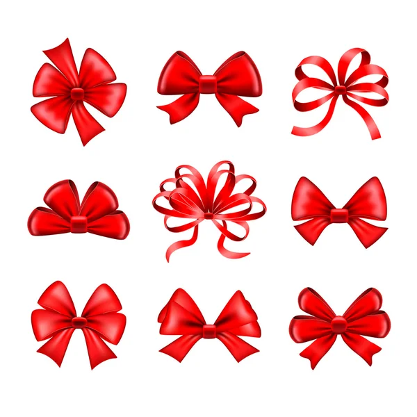 Red bows vector set — Stock Vector