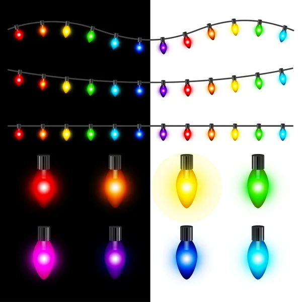 Ensemble vectoriel lumières de Noël — Image vectorielle