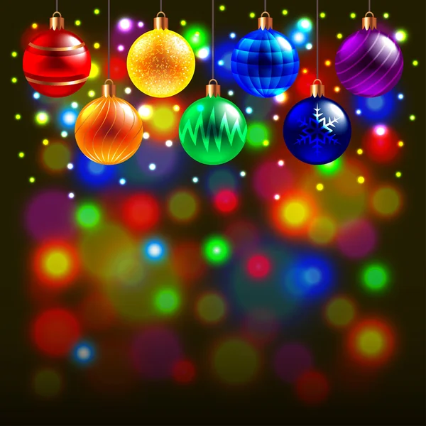 Bolas de Navidad sobre fondo colorido — Vector de stock