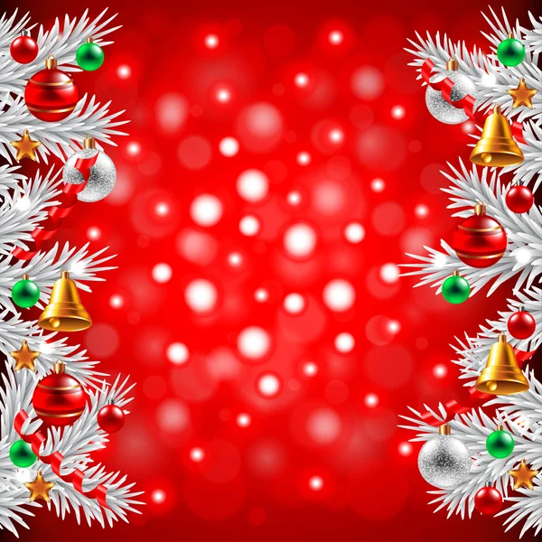 Branches d'arbre de Noël sur fond rouge — Image vectorielle