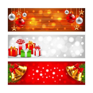 Noel afiş ile topları hediye kutuları ve çan