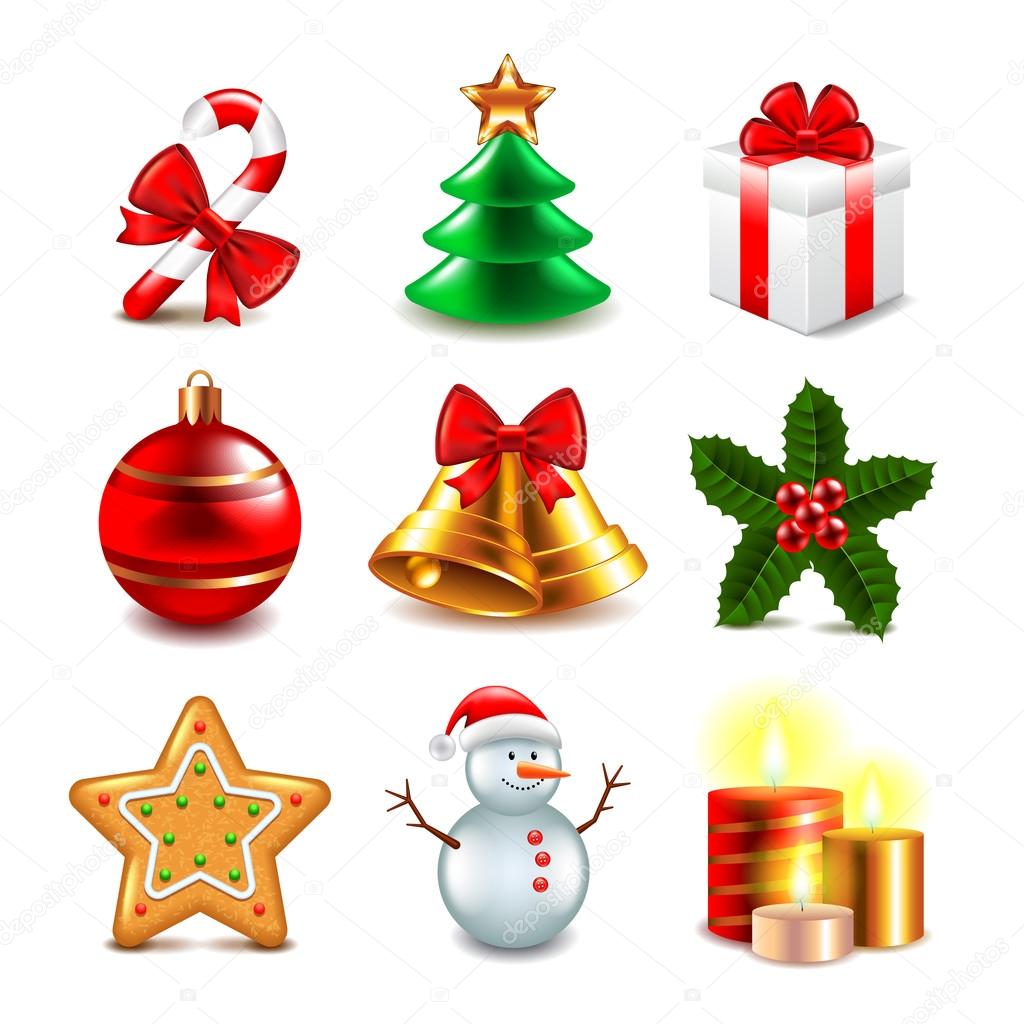 Christmas objects vector set