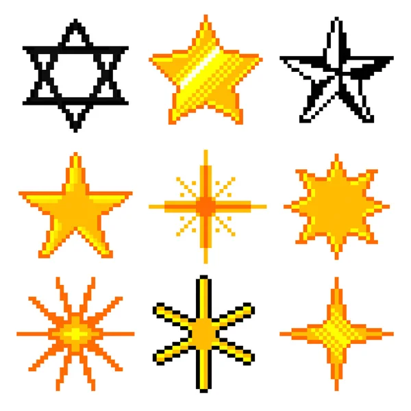 Pixel stjärnor för spel ikoner vektor anger — Stock vektor