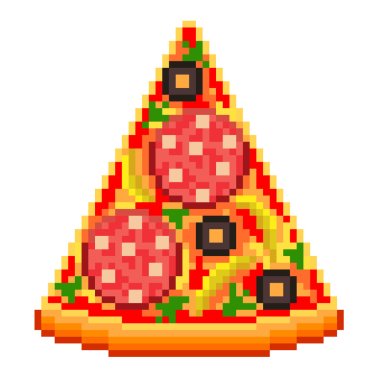 Pixel pizza slice isolated vector