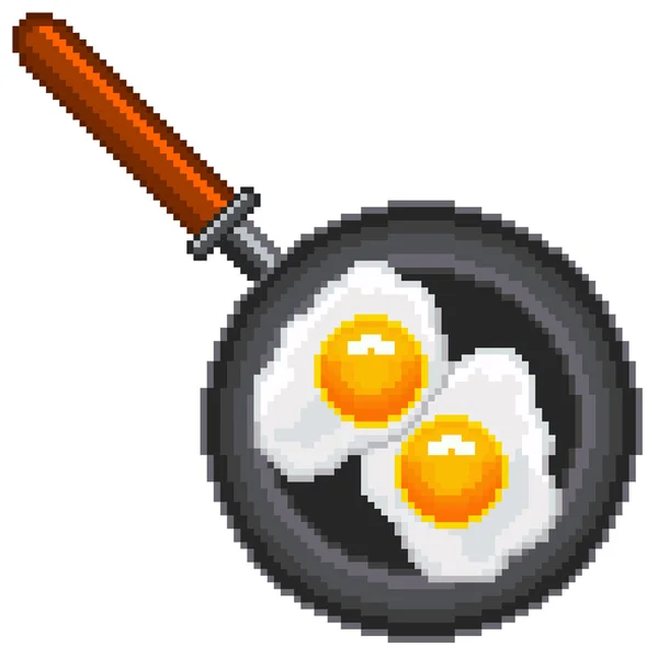 Pixel fried eggs isolated vector — Stock Vector
