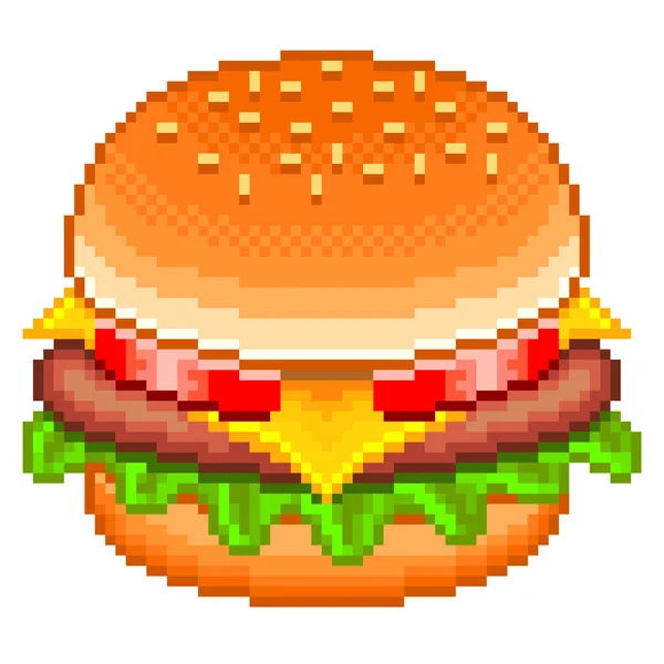 Pixel hamburguesa vector aislado — Archivo Imágenes Vectoriales