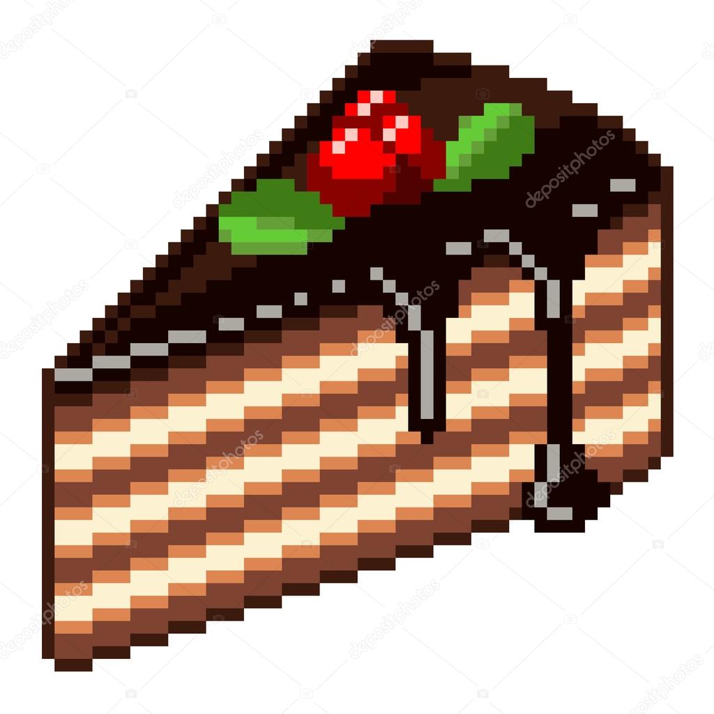 Pixel piece of cake isolated vector