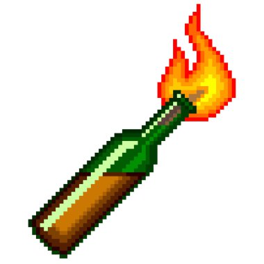 Piksel Molotof kokteyli izole vektör