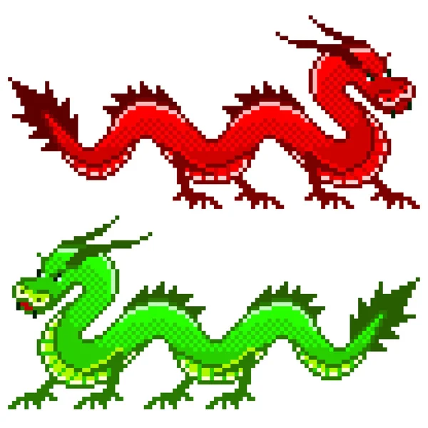 Pixel dragón aislado vector — Vector de stock