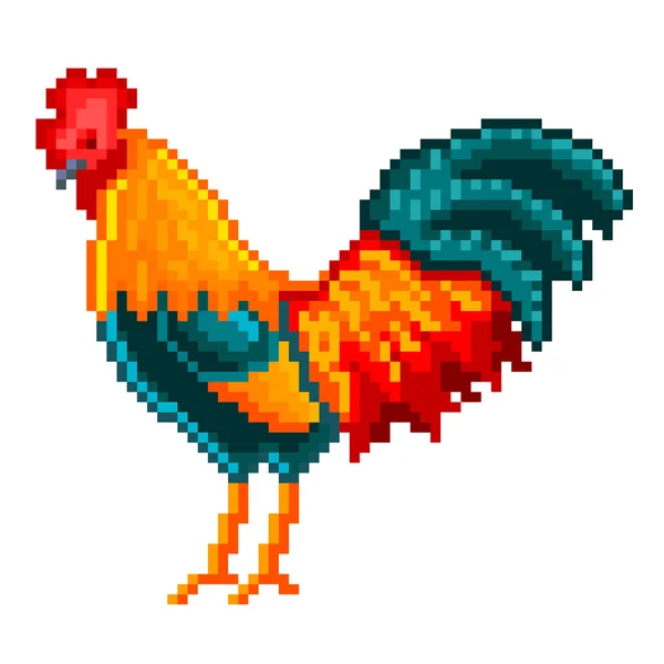 Pixel rooster isolated vector — Stock Vector