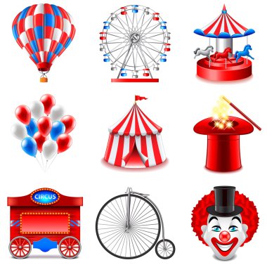 Küme Circus simgelerin vektör