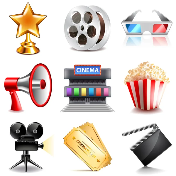 Iconos de cine vector conjunto — Vector de stock