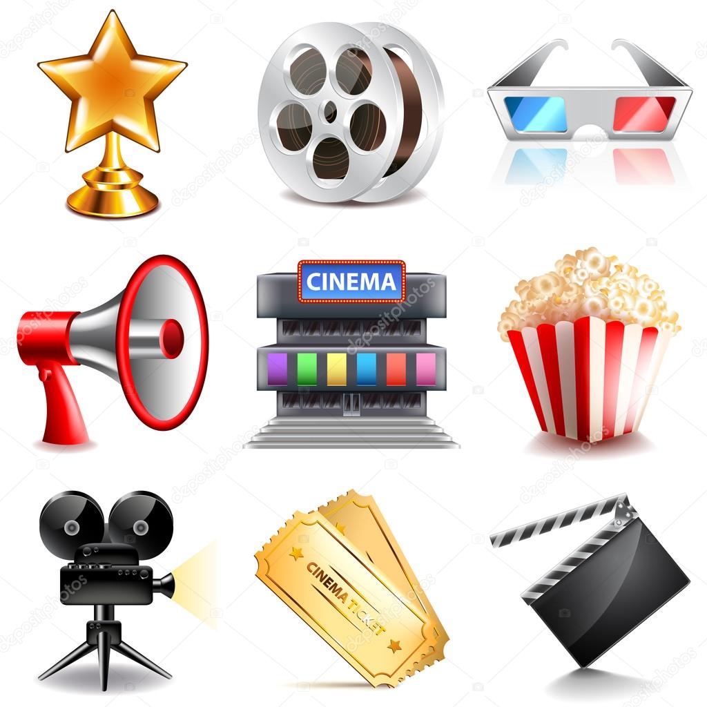 Cinema icons vector set