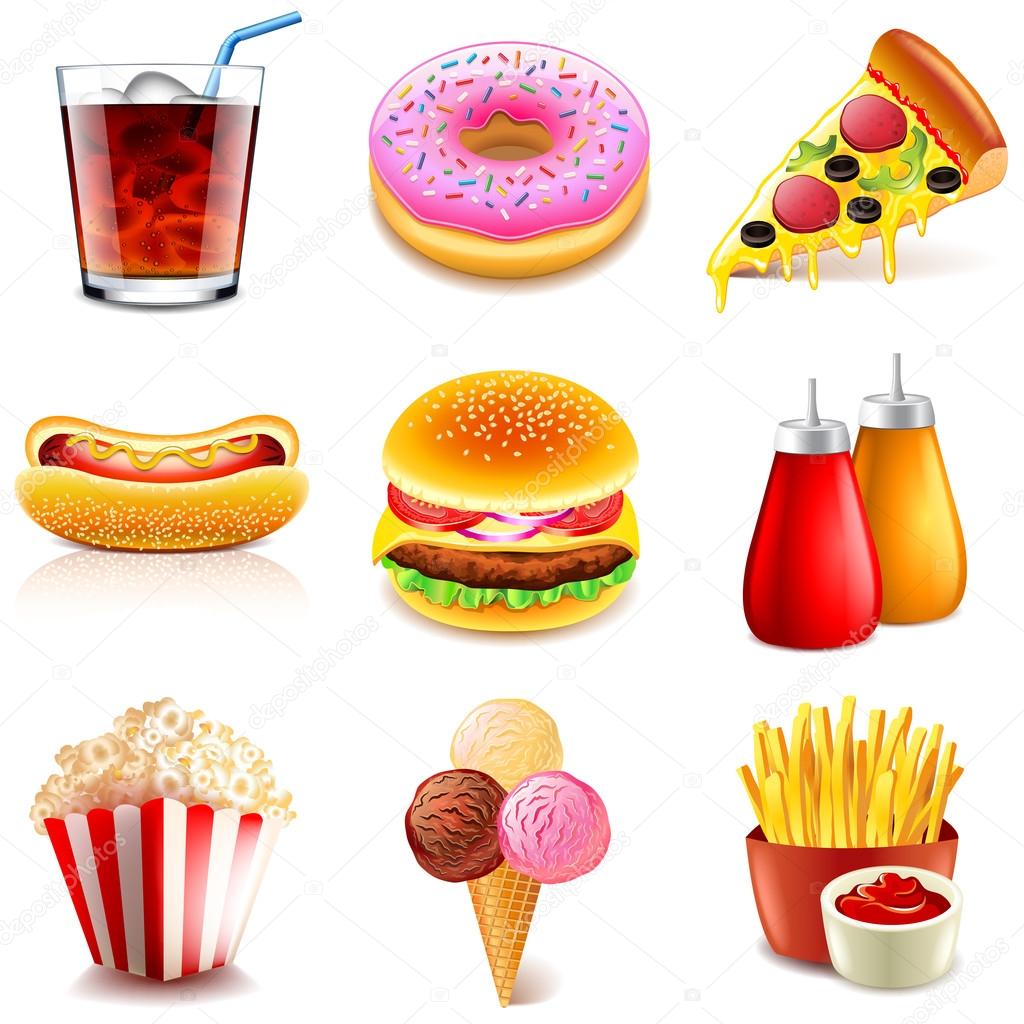 Fast food icons vector set