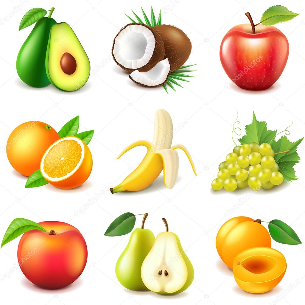 Fruits icons vector set