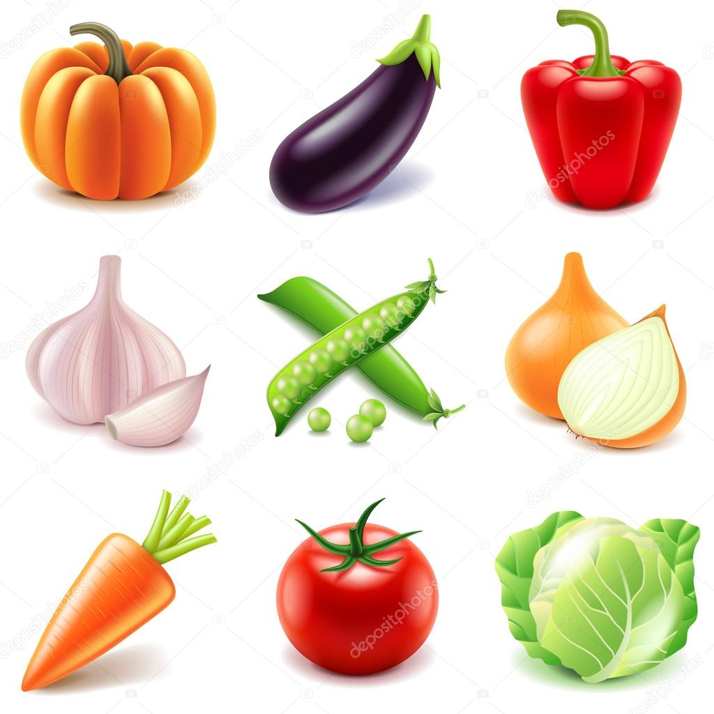 Vegetables icons vector set